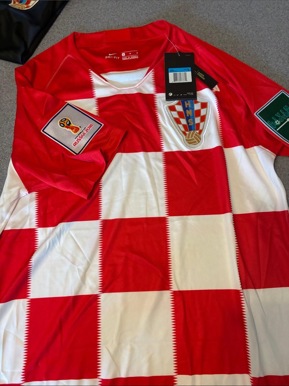 Nike Men’s Red and White Checker Soccer Jersey